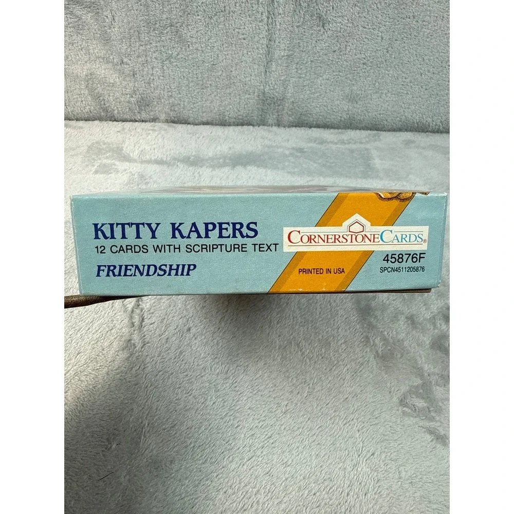 Cornerstone Kitty Kapers Friendship Cards 12ct Boxed Scripture Text Vintage NOS